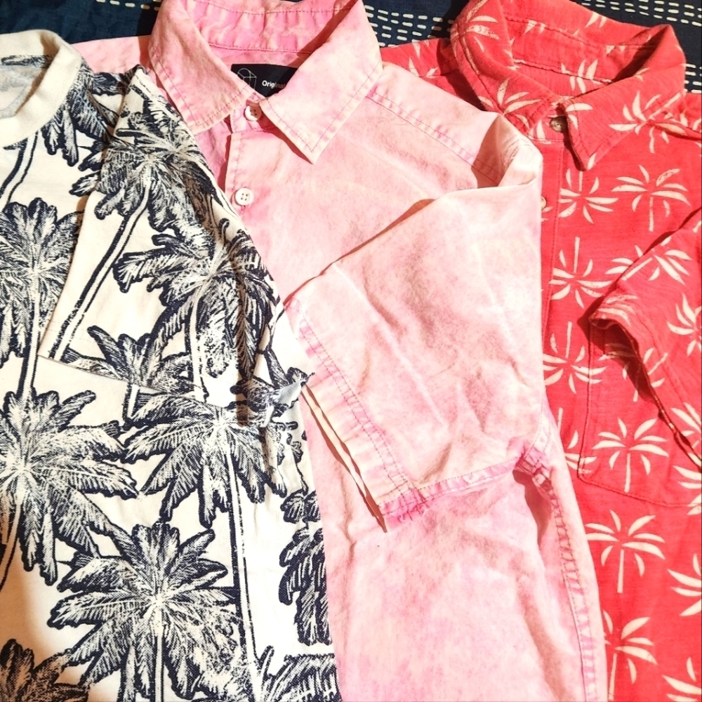 Lot 3 S‎ short sleeve men's shirts 2 button front 1 Tee